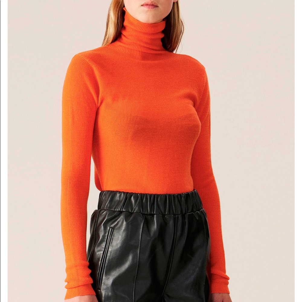 Ganni orange LIGHT MERINO KNIT